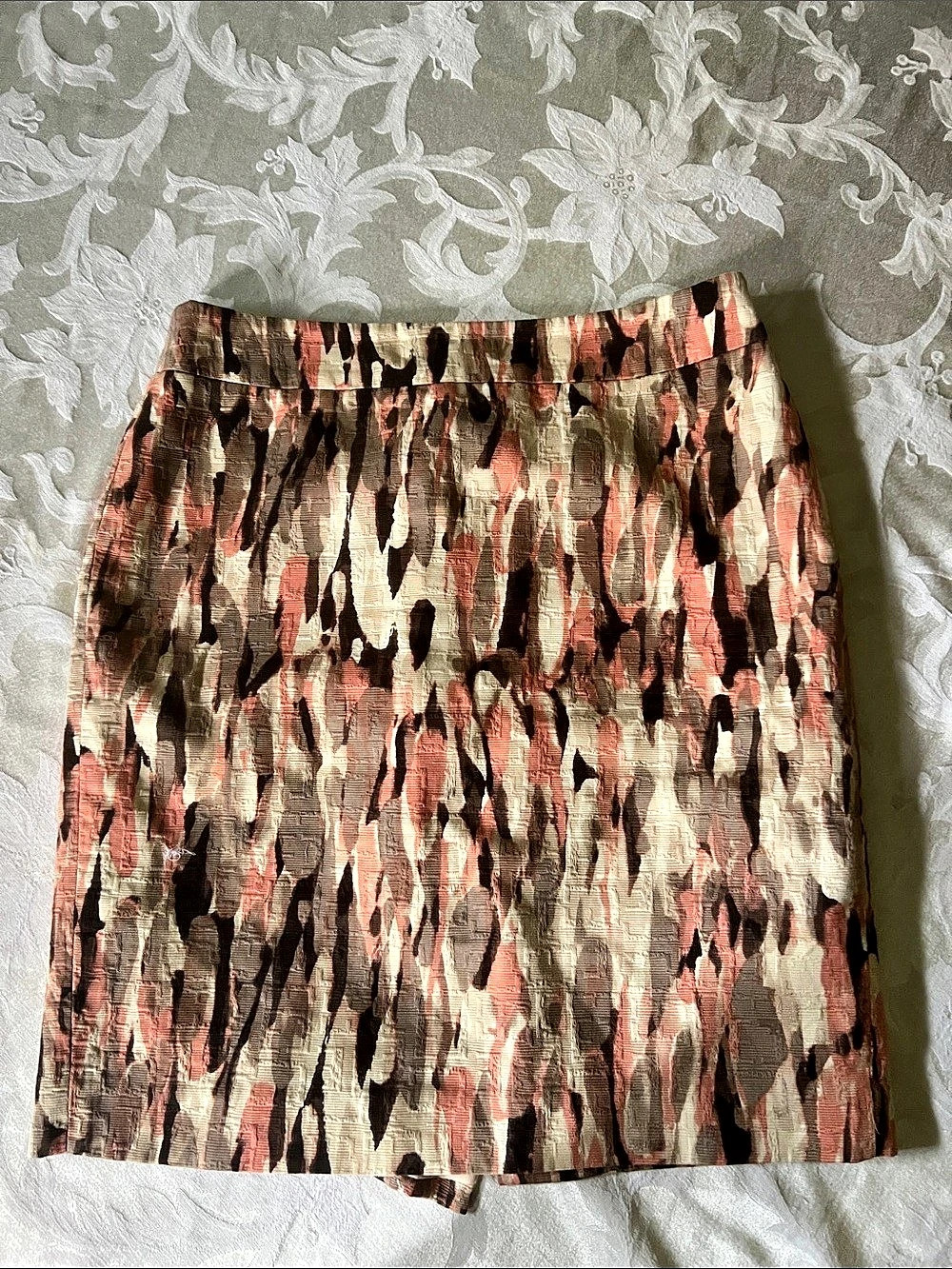Ann Taylor LOFT Abstract Mini Skirt Pink & Brown 2P Like New